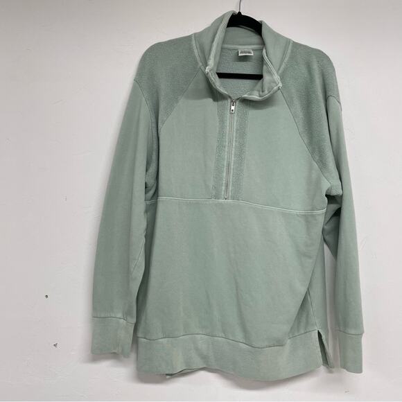 Pink Victoria Secret Moss Green Quarter Zip Pullover Sweater Oversized Womens S - Picture 1 of 7